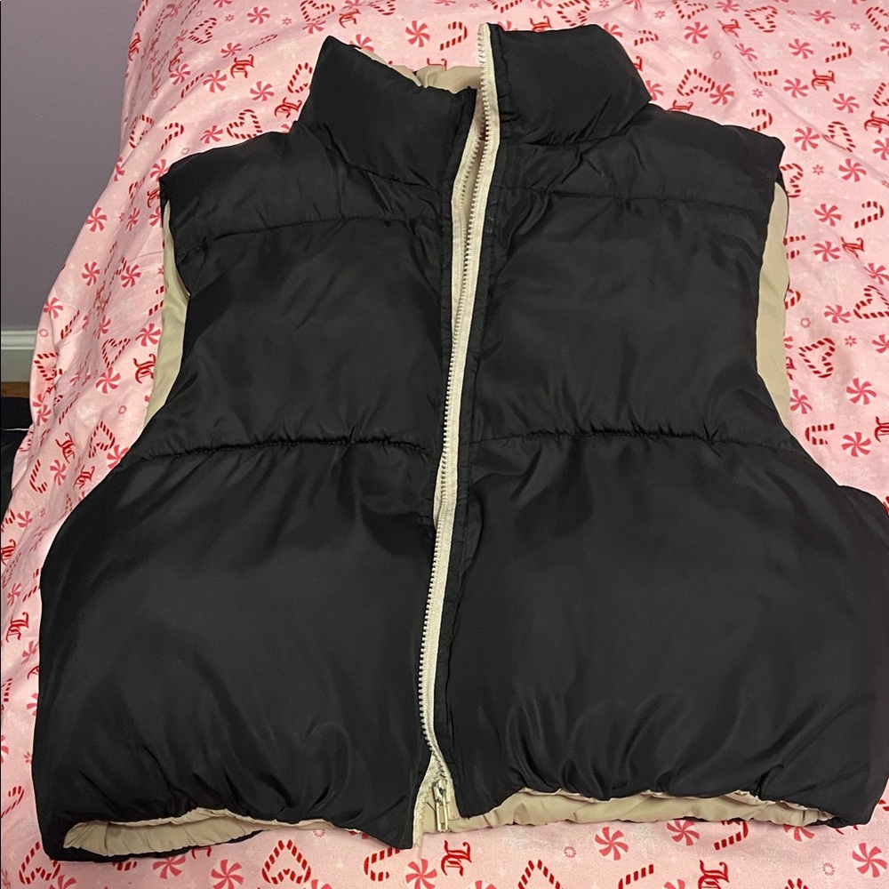Black and Cream Puffer Vest